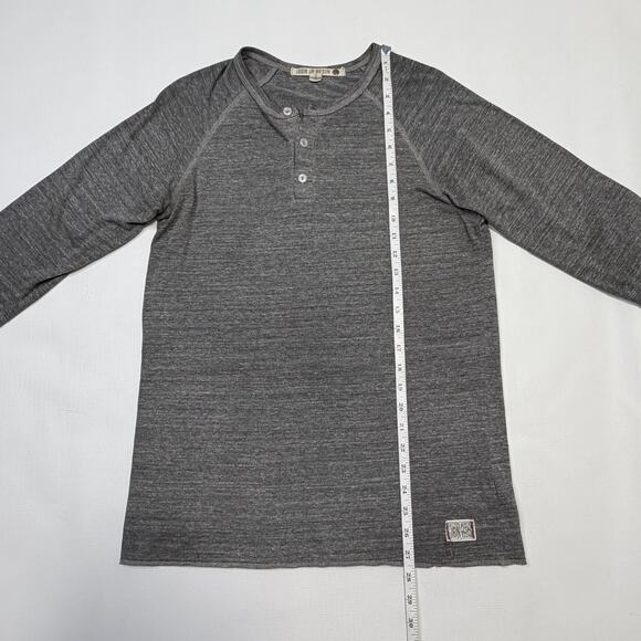 Iron & Resin Shirt Mens Small Heather Gray Henley Raglan 3/4 Sleeve Made USA - Picture 5 of 8